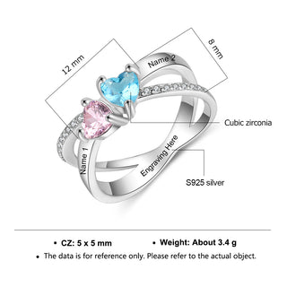 Engraving Names Heart Shape Stone Ring