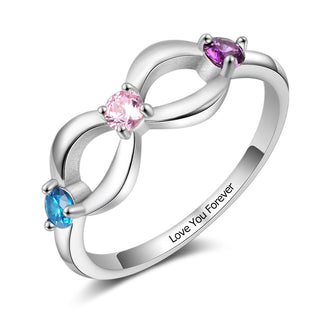 925 Sterling Silver Infinity Ring with Birthstones