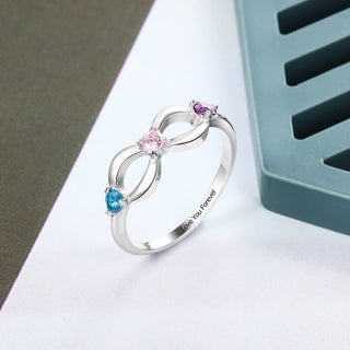 925 Sterling Silver Infinity Ring with Birthstones