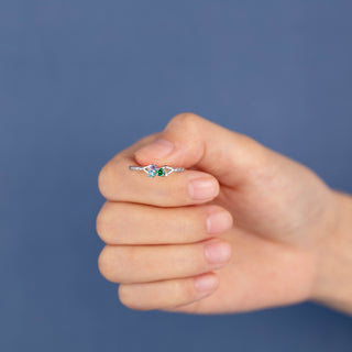 925 Sterling Silver Three Birthstones Ring