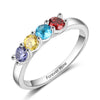 Four Cubic Zirconia Rings with Engraving Family Names
