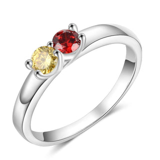 Silver Plated Two Birthstones Ring