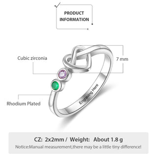 Personalzied Birthstone Ring With Heart