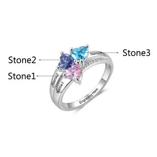 925 Sterling Silver Three Birthstone Ring