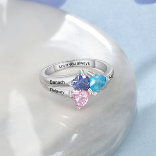 925 Sterling Silver Three Birthstone Ring