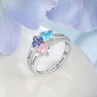 925 Sterling Silver Three Birthstone Ring