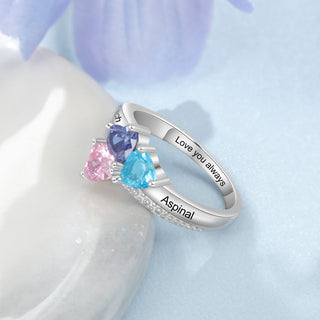 925 Sterling Silver Three Birthstone Ring