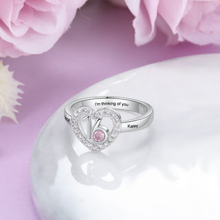 Copper Birthstone Number Sixteen Heart Ring