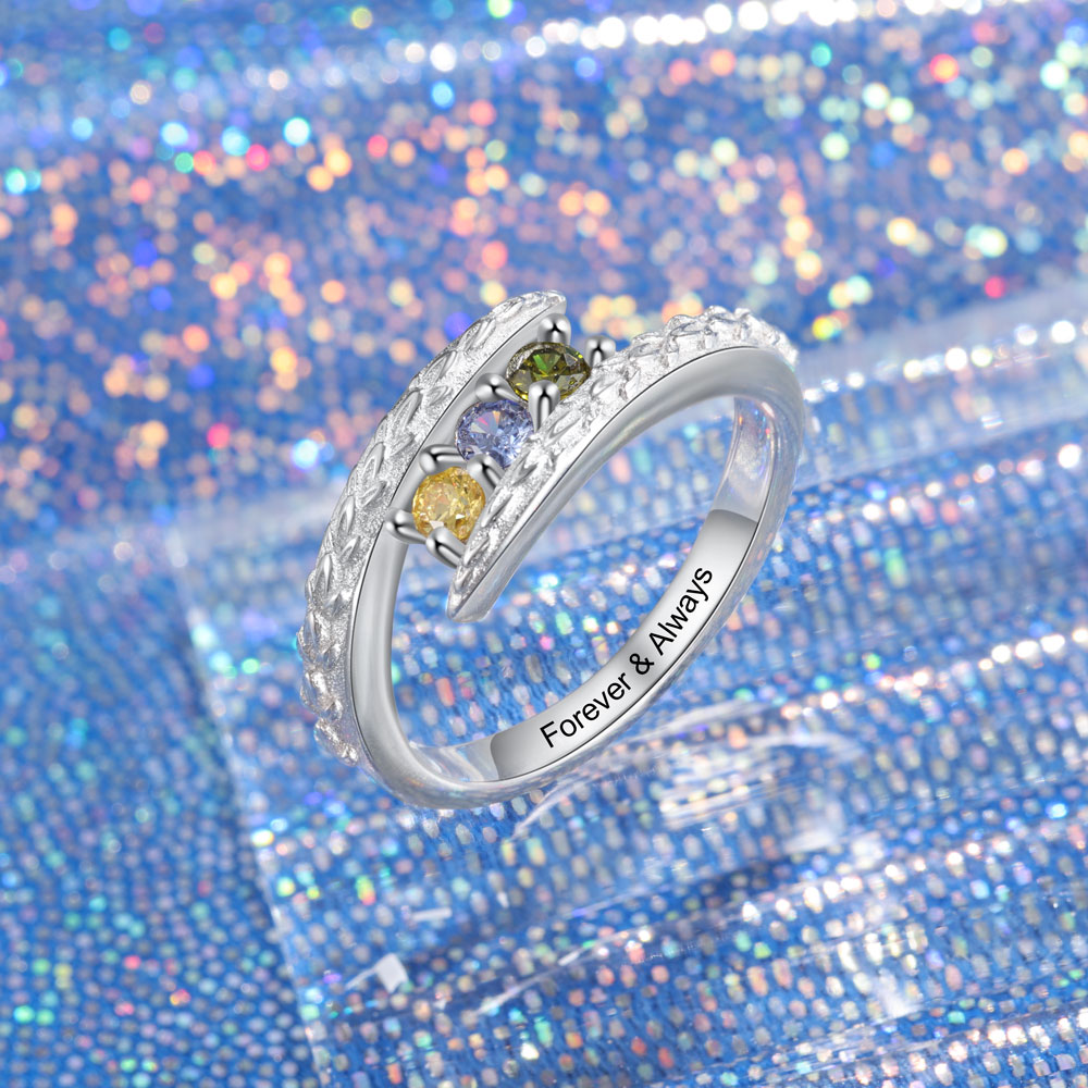 Rhodium Plated Birthstone Ring