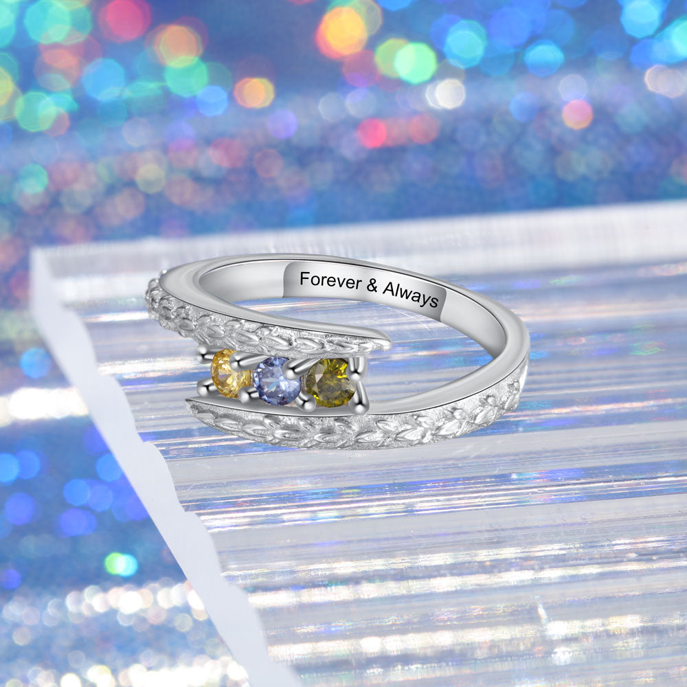 Rhodium Plated Birthstone Ring