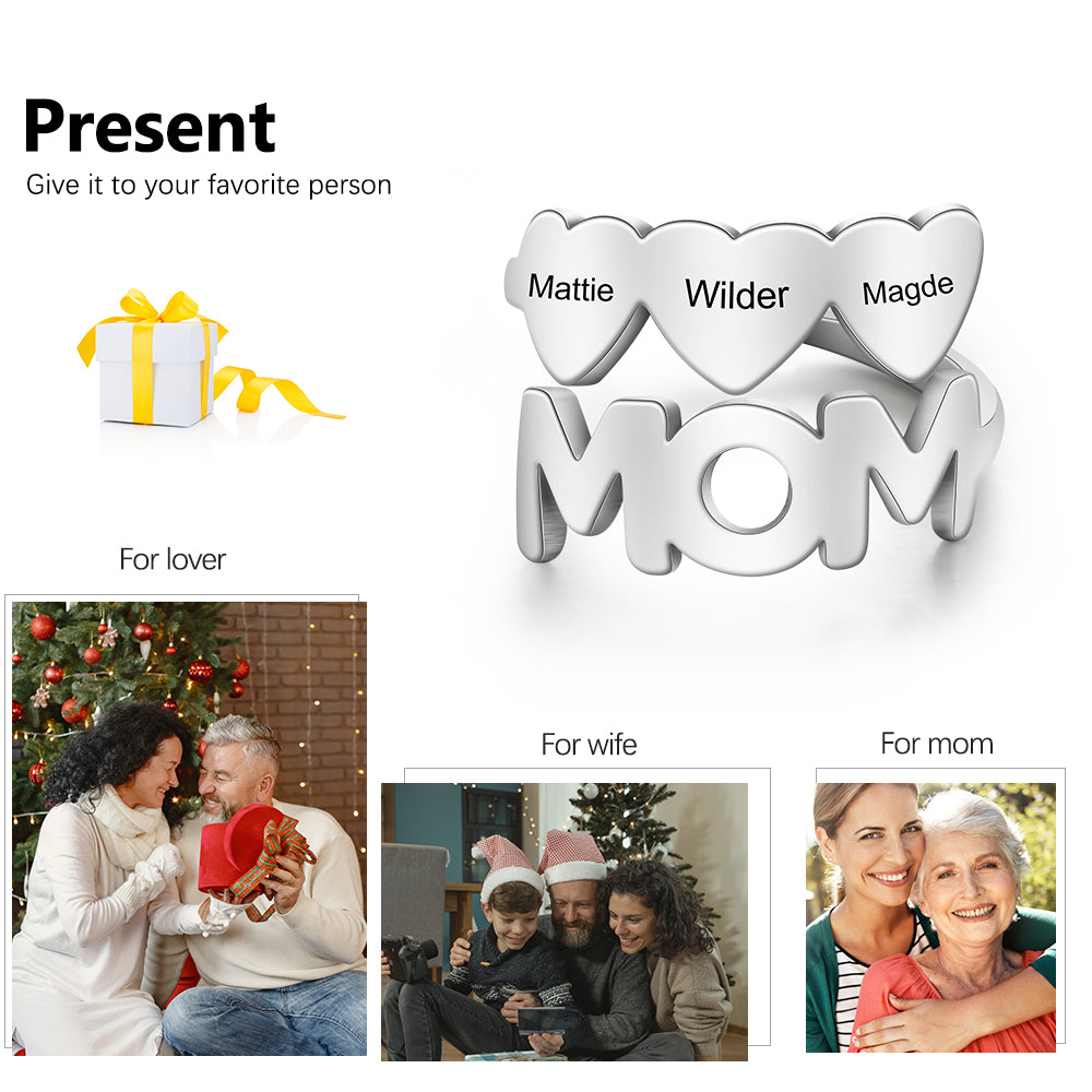 Personalized Stainless Steel Mom Opening Ring