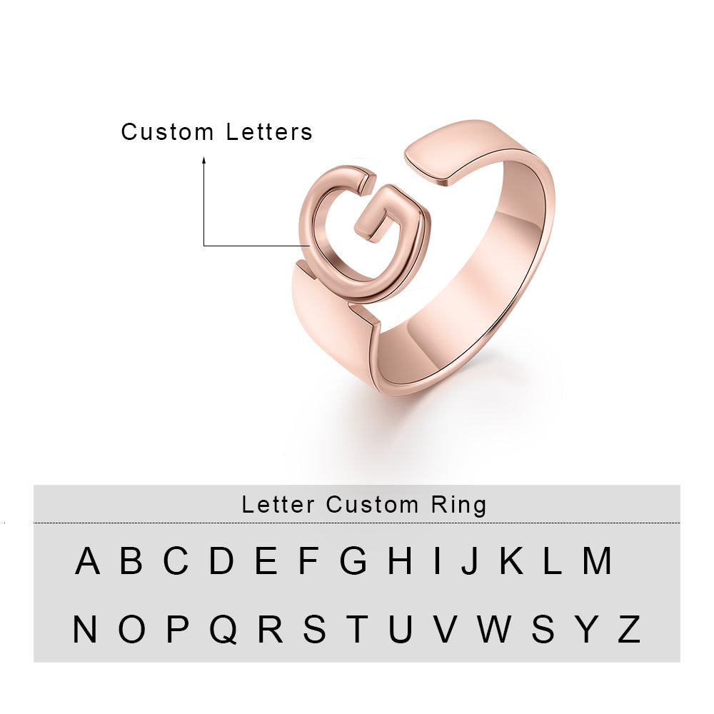 Personalized Rhodium Plated Letter Ring