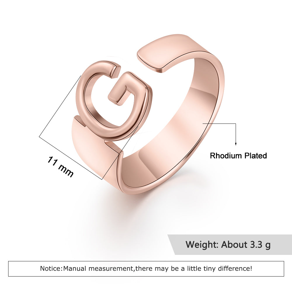 Personalized Rhodium Plated Letter Ring