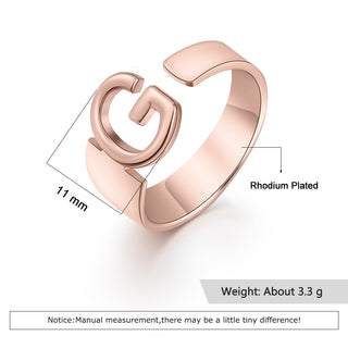 Personalized Rhodium Plated Letter Ring