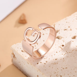 Personalized Rhodium Plated Letter Ring