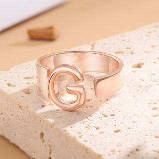 Personalized Rhodium Plated Letter Ring