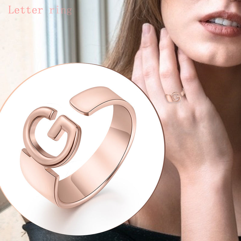 Personalized Rhodium Plated Letter Ring
