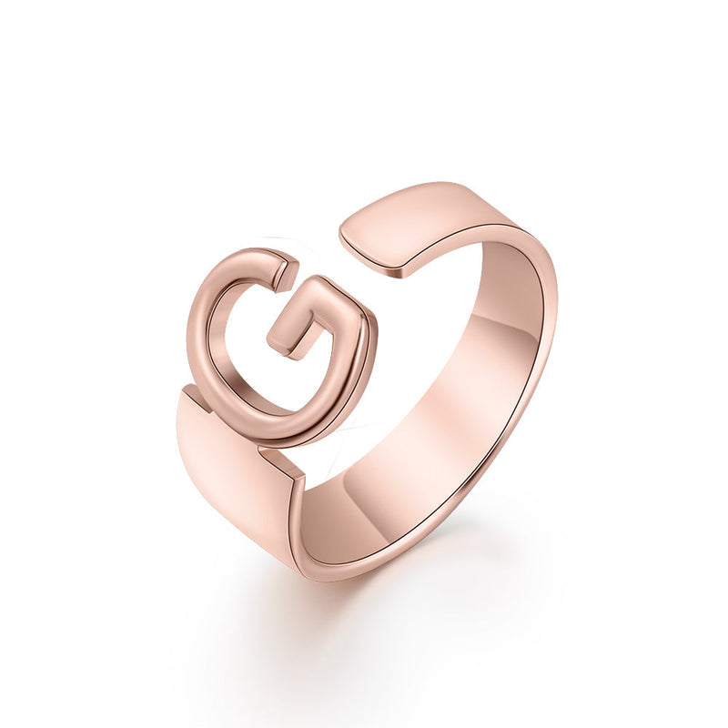 Personalized Rhodium Plated Letter Ring