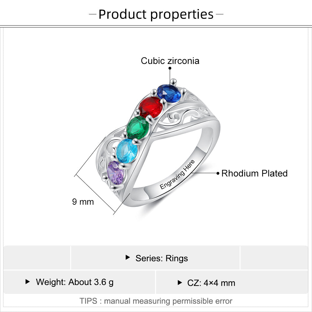 Rhodium Plated Birthstone Ring