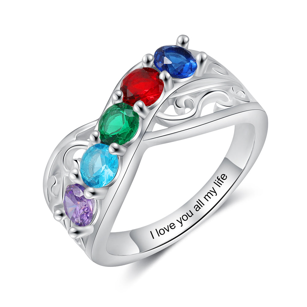 Rhodium Plated Birthstone Ring