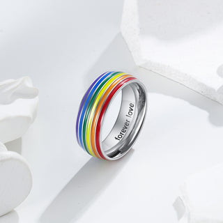 Personalized Stainless Steel Rainbow Gay Ring