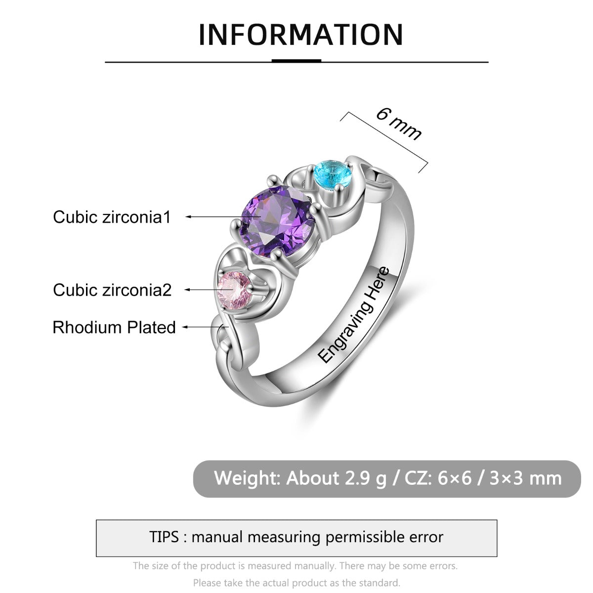 Copper Custom Birthstone Ring
