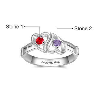 Rhodium Plated Double Heart Ring