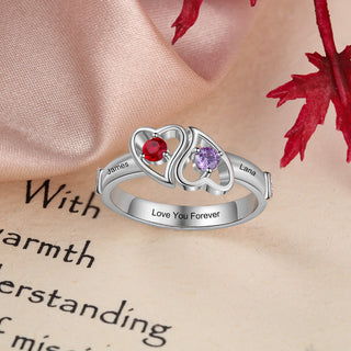 Rhodium Plated Double Heart Ring