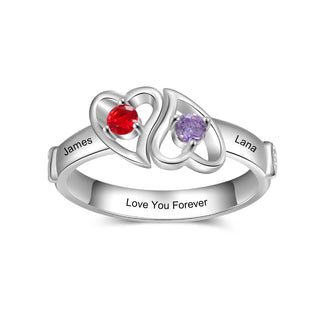 Rhodium Plated Double Heart Ring