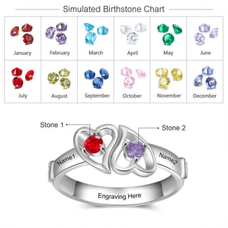Rhodium Plated Double Heart Ring