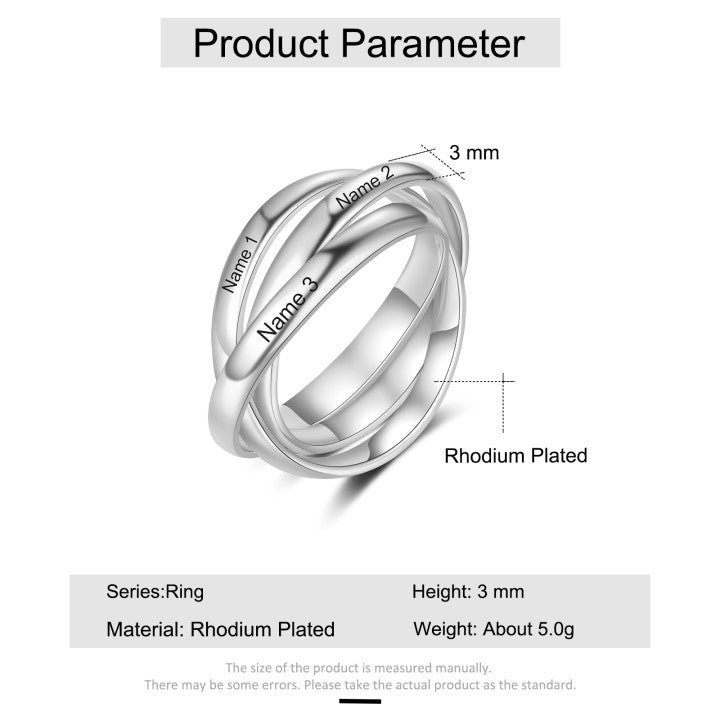Personalized Rhodium Plated Metal-Circle Ring