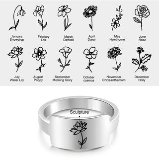 Custom One To Four Flower Birth Flower Ring