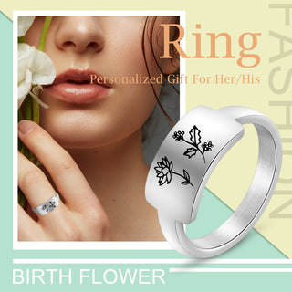 Custom One To Four Flower Birth Flower Ring