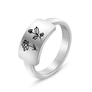 Custom One To Four Flower Birth Flower Ring