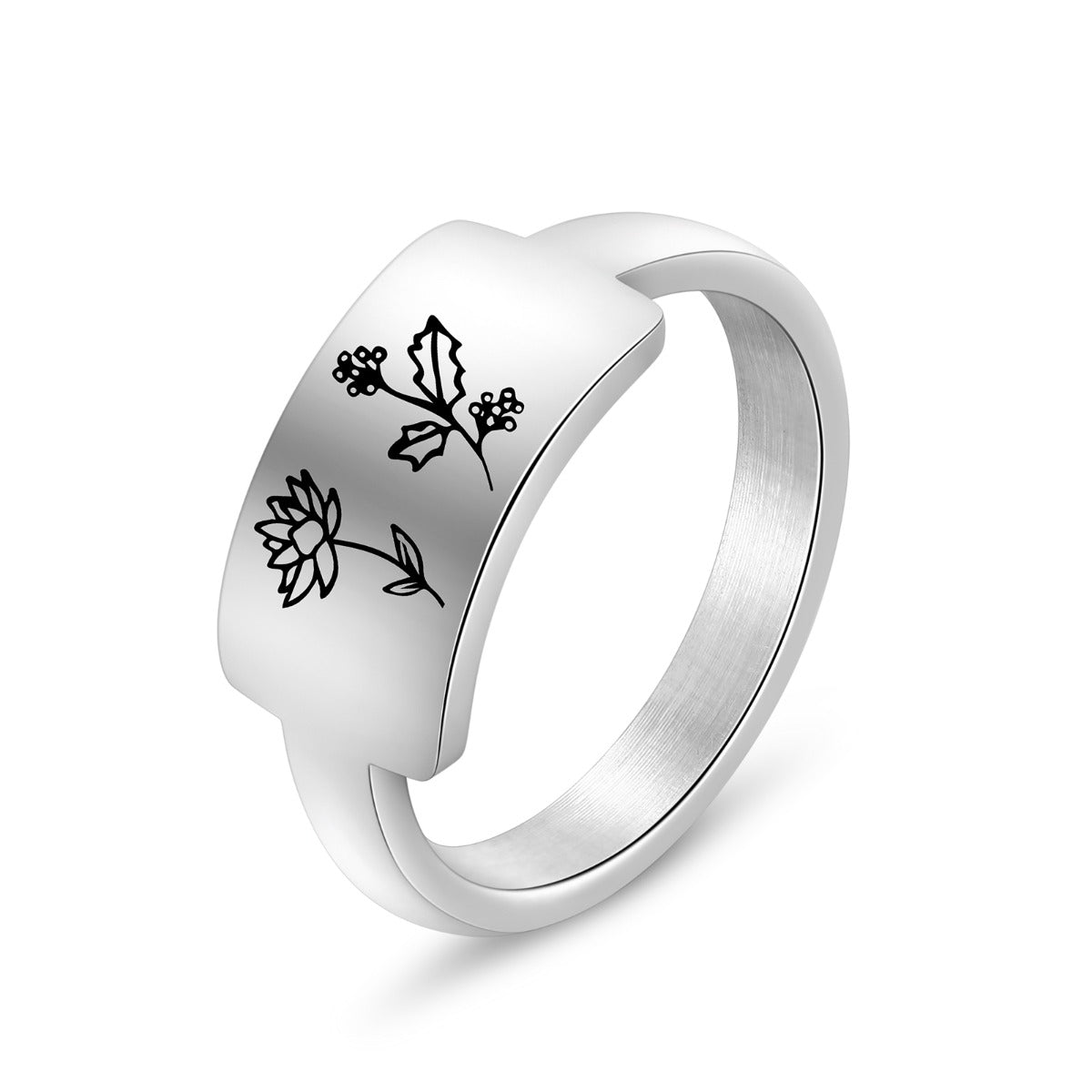 Custom One To Four Flower Birth Flower Ring