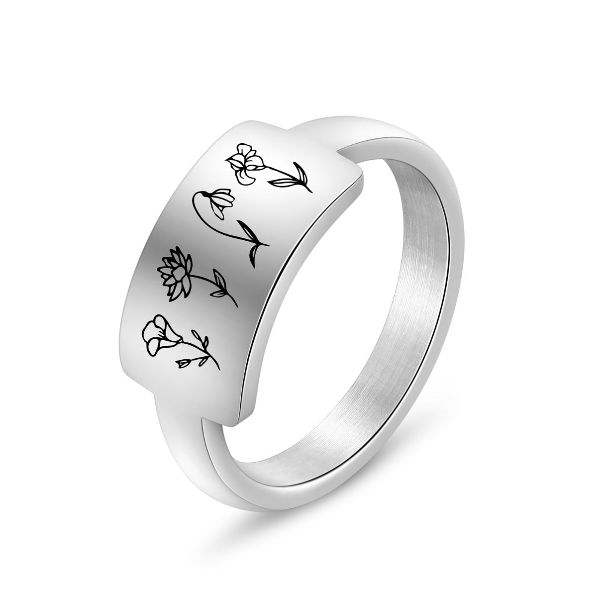 Custom One To Four Flower Birth Flower Ring