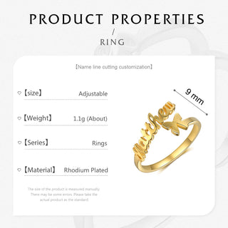 Personalized Rhodium plated Butterfly Name Ring