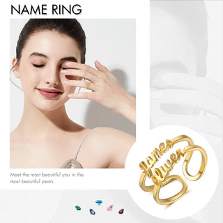 Personalized Rhodium Plated Name Ring