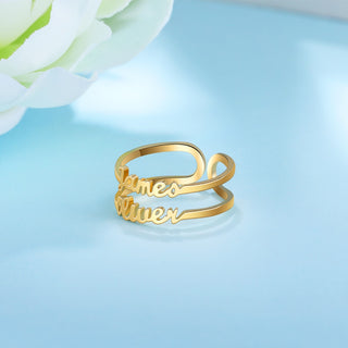 Personalized Rhodium Plated Name Ring