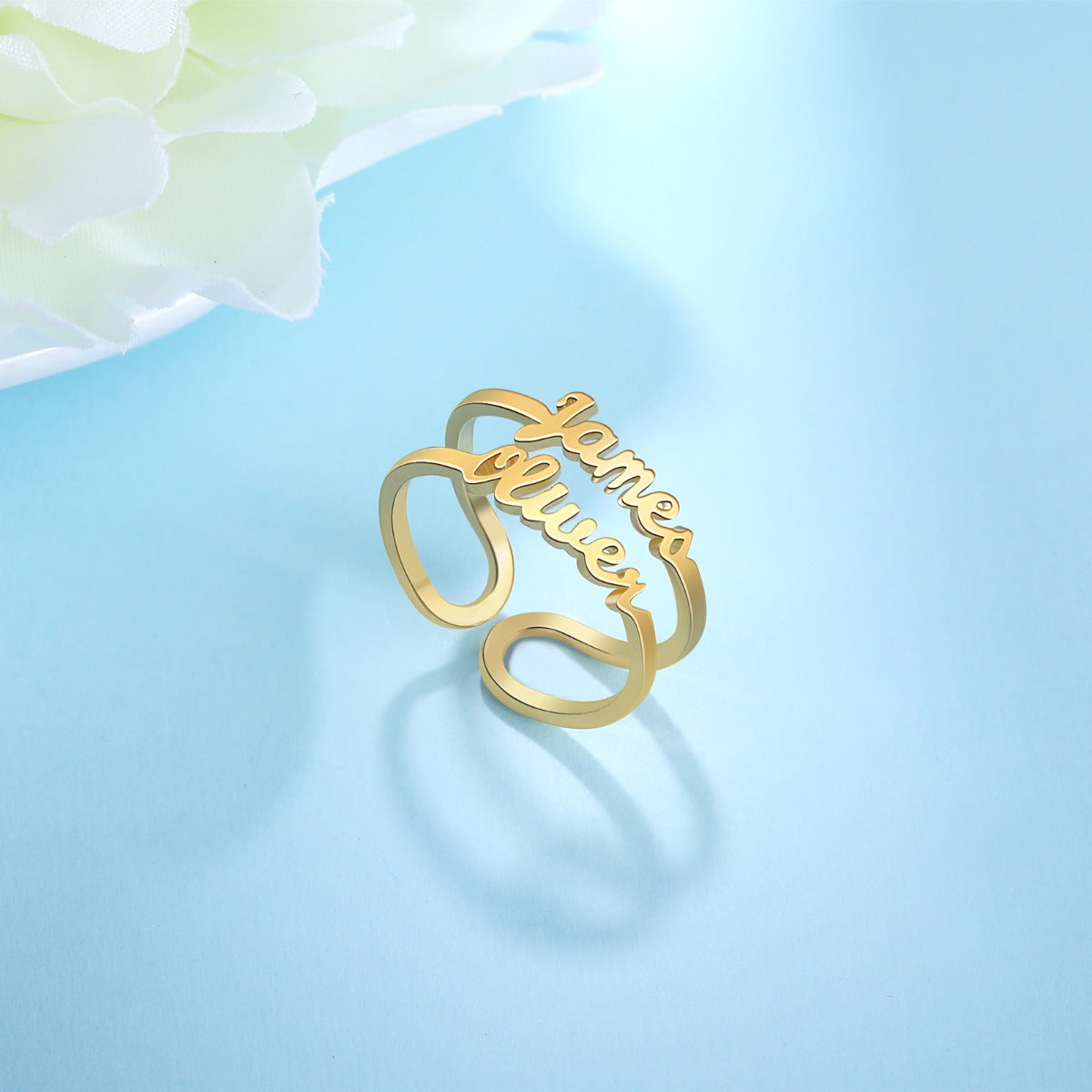 Personalized Rhodium Plated Name Ring