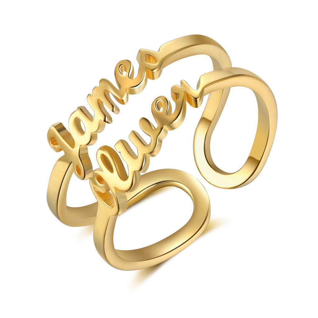 Personalized Rhodium Plated Name Ring