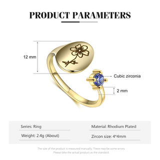 Custom Birthflower + Birthstone Ring