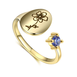 Custom Birthflower + Birthstone Ring
