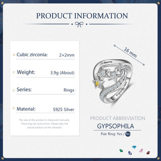 S925 Silver Birthstone Star Ring