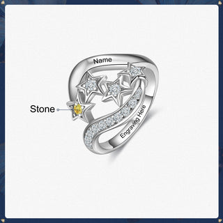S925 Silver Birthstone Star Ring