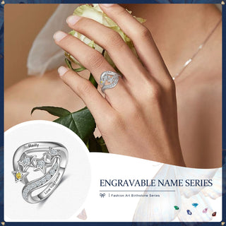 S925 Silver Birthstone Star Ring