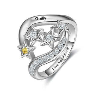 S925 Silver Birthstone Star Ring