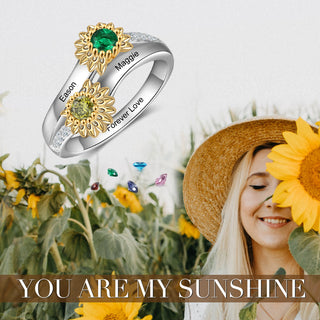 925 Sterling Silver Sunflower Ring