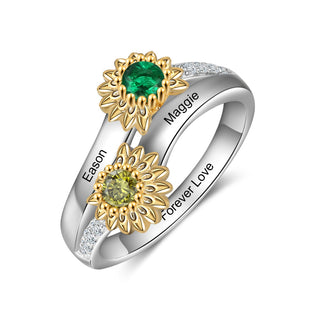 925 Sterling Silver Sunflower Ring