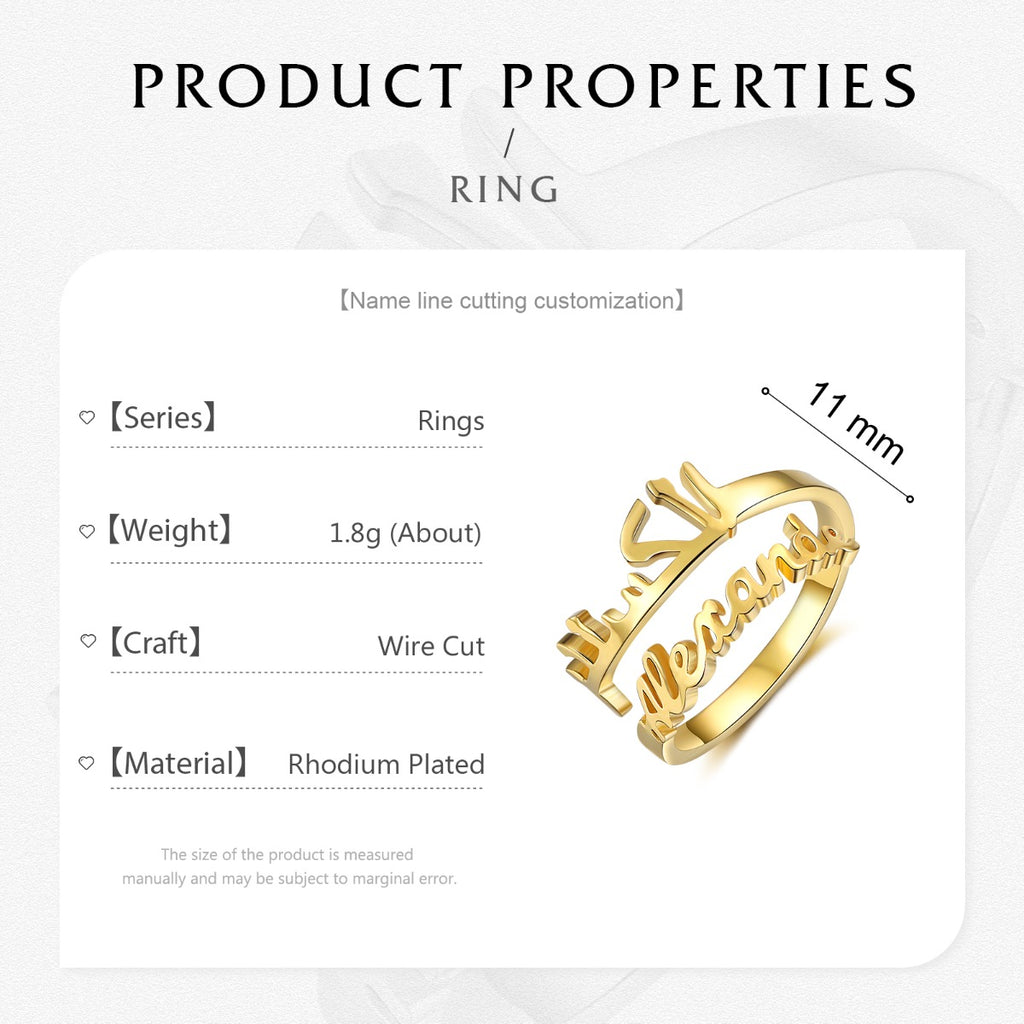 Personalized Double Names Ring